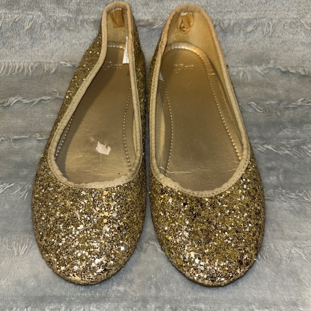 Gap big girl size 4 gold sparkle flats